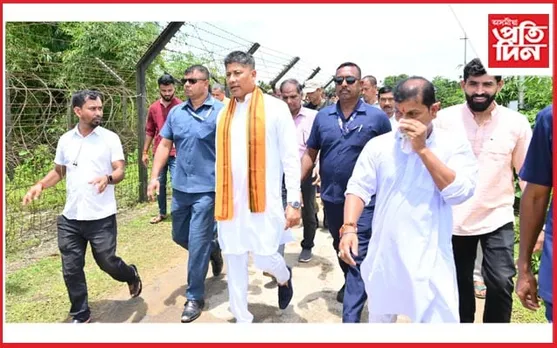 কাছাৰৰ সীমান্তৰ শ্লুইচ গেট পৰিদৰ্শন পীযুষ হাজৰীকাৰঃ বৰখোলাত জাতিংগা নৈৰ খহনীয়া ৰোধৰ আশ্বাস...